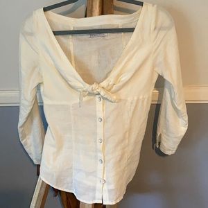Urban Outfitter long sleeve white linen blouse